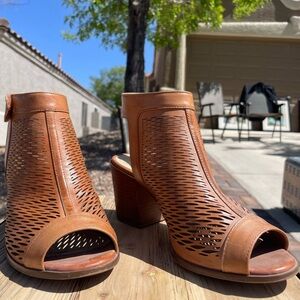 Vince Camuto Brown Heeled Booties with Open Toe